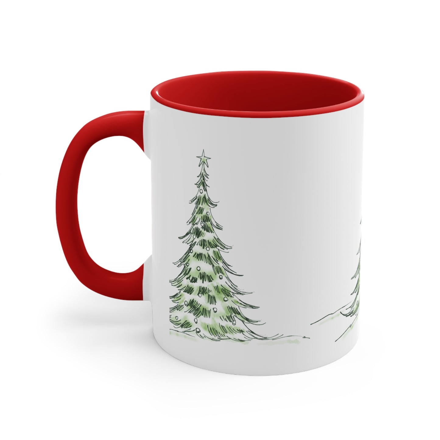 Mug de Noël, Sapin, en céramique, intérieur rouge
